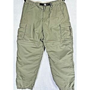 REI Mens Pants 35X28 Army Green Convertible Shorts UPF 50 Belted Performance